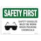 Signmission OSHA Goggles Must Worn W/ Symbol 24in X 18in Rigid Plastic, 24" W, 18" H, Landscape OS-SF-P-1824-L-10957 - alternate 1